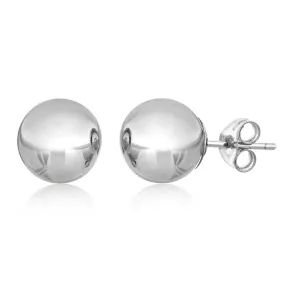 14K Solid White Gold Ball Stud Earrings