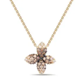 14K Yellow Gold 0.46ctw Brown Diamond Ombre Flower Necklace by Le Vian