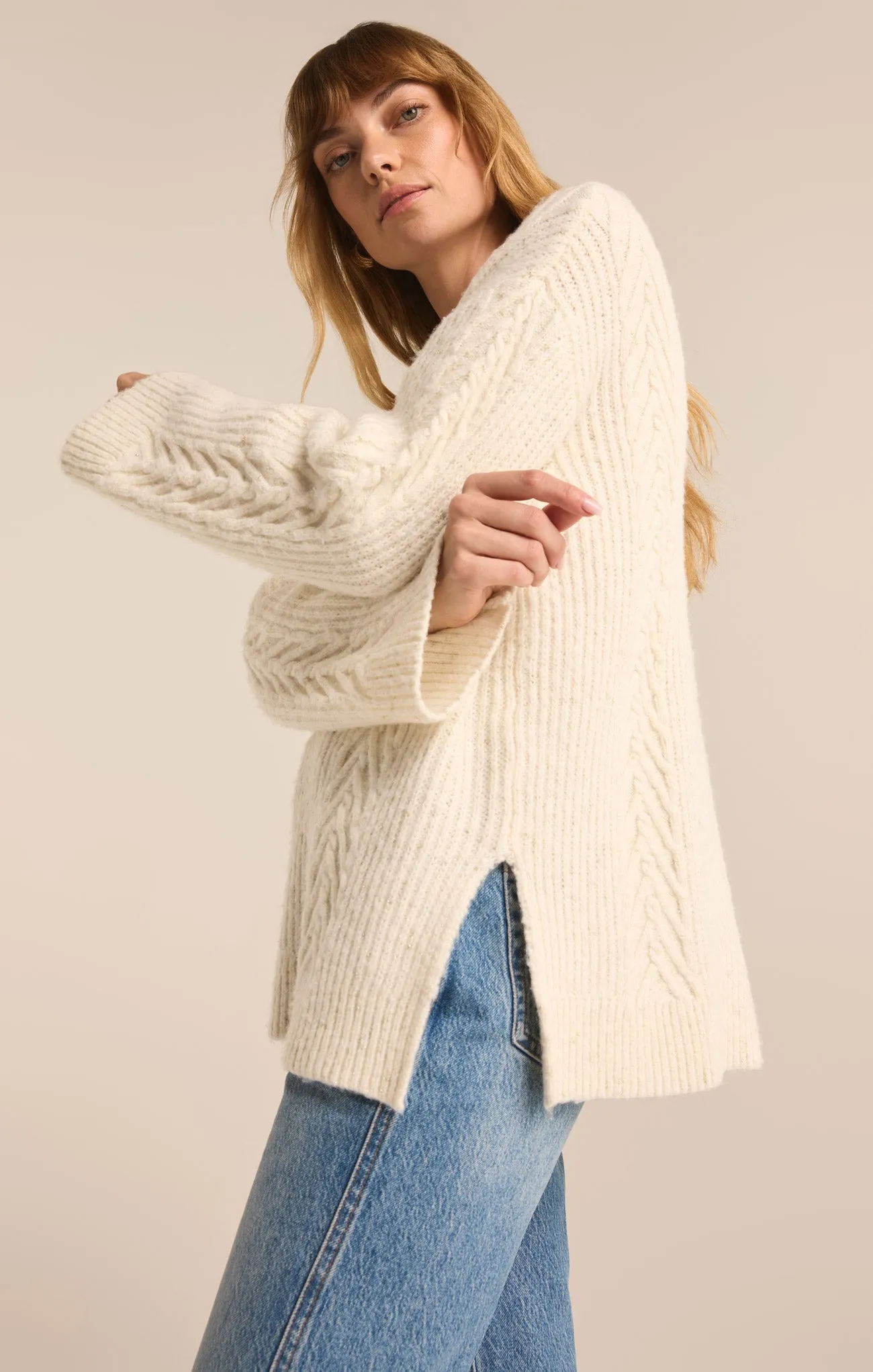 All That Glitters Cable Knit Sweater