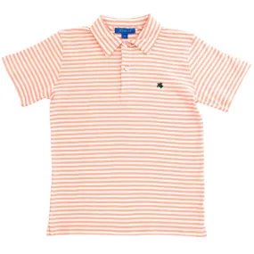 Bailey Boys Henry Short Sleeve Stripe Polo- Cantaloupe/White