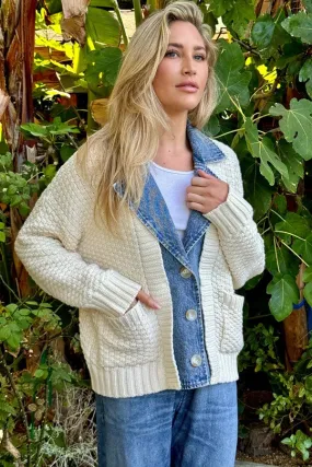 Baille Cotton Denim Chunky Cardigan