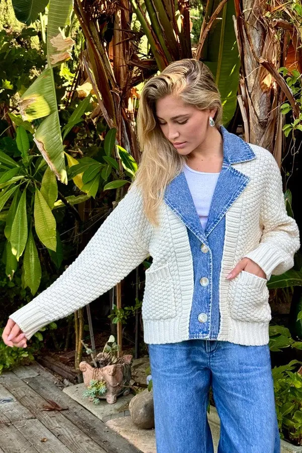 Baille Cotton Denim Chunky Cardigan