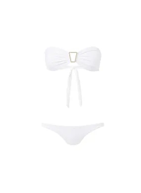 Barcelona White Bandeau Triangle Trim Bikini