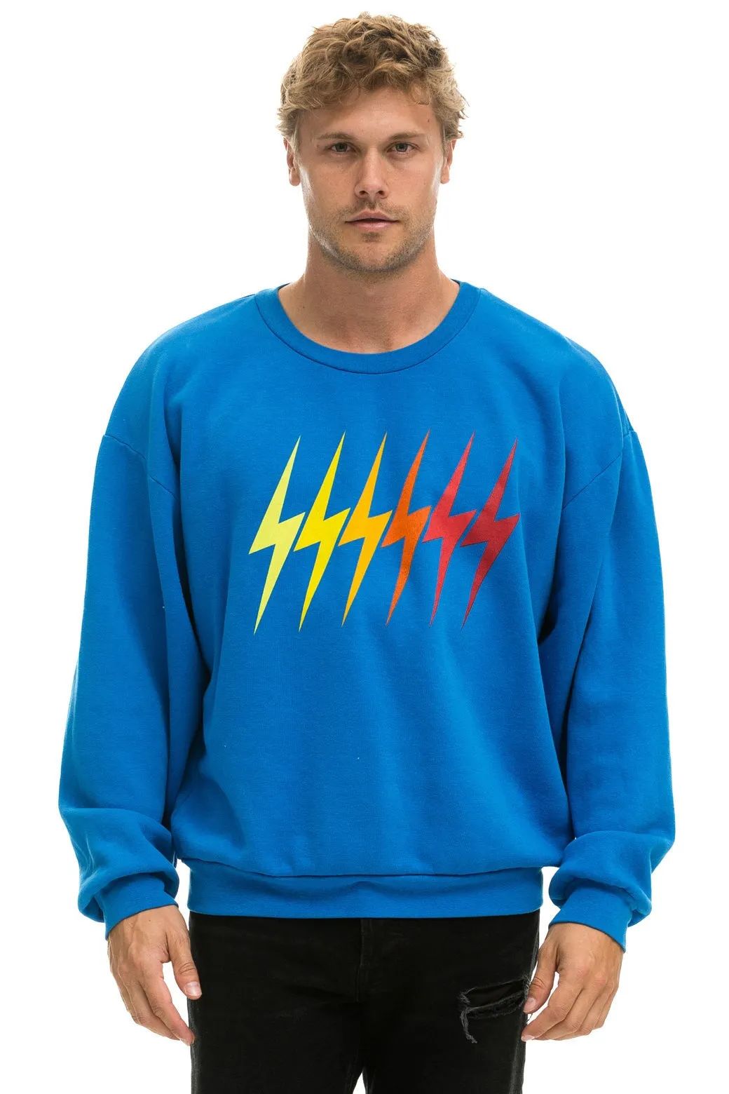 BOLT GRADIENT RELAXED CREW SWEATSHIRT - OCEAN // RAINBOW