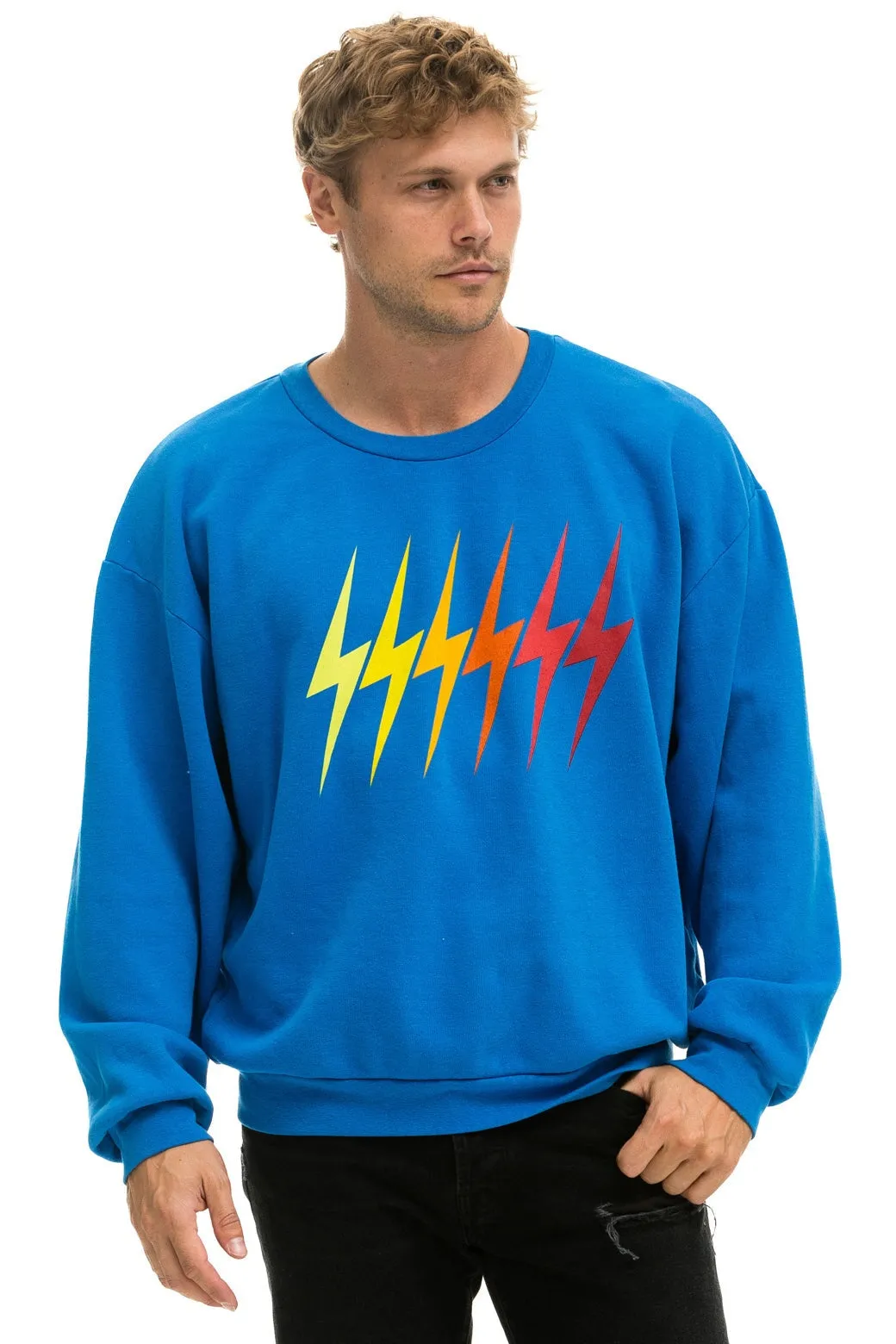 BOLT GRADIENT RELAXED CREW SWEATSHIRT - OCEAN // RAINBOW