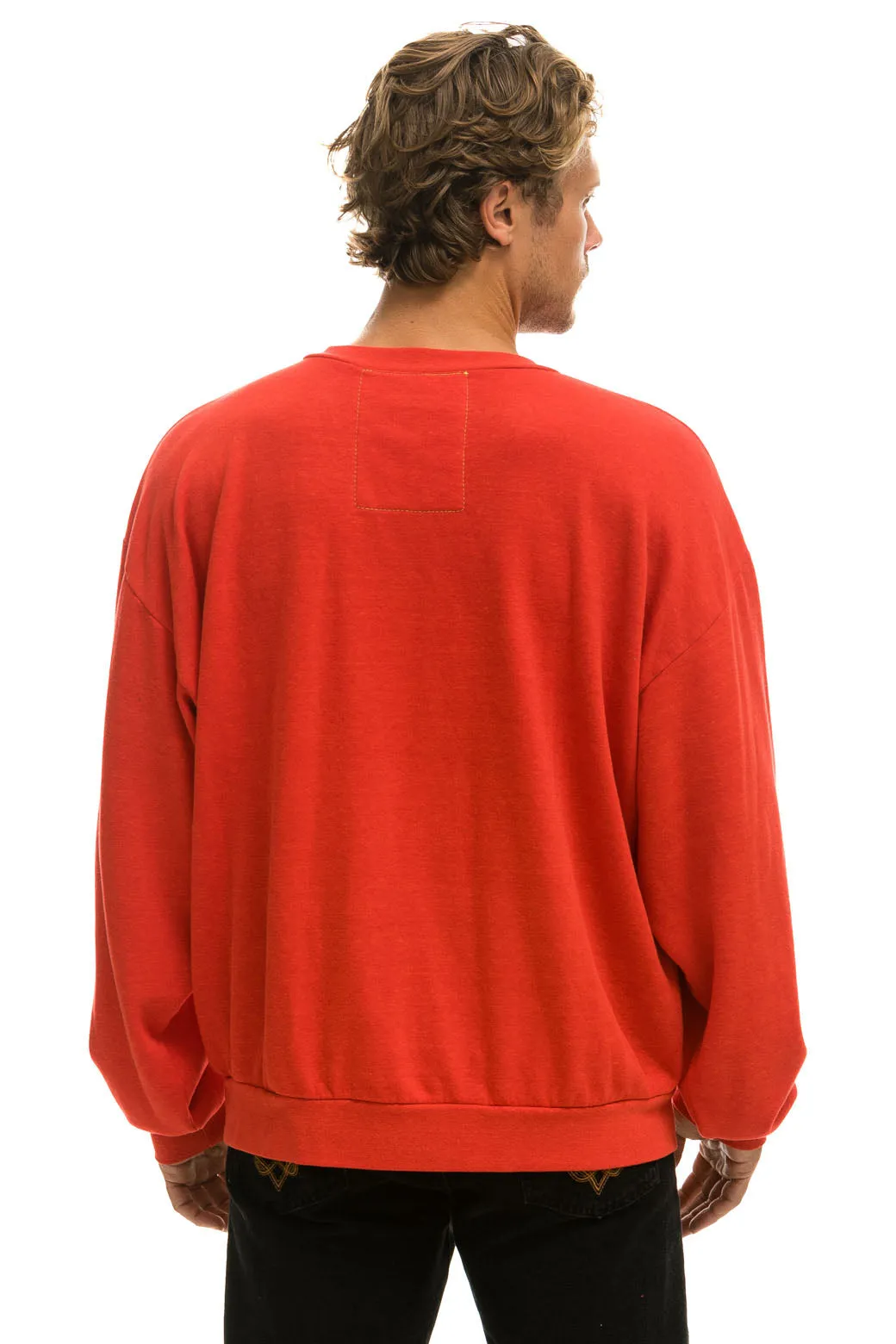 BOLT STITCH RELAXED CREW SWEATSHIRT - RED // WHITE