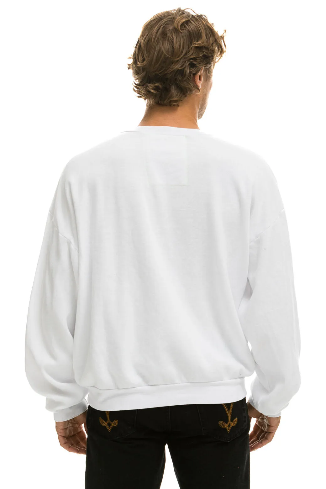 BOLT STITCH RELAXED CREW SWEATSHIRT - WHITE // BLACK