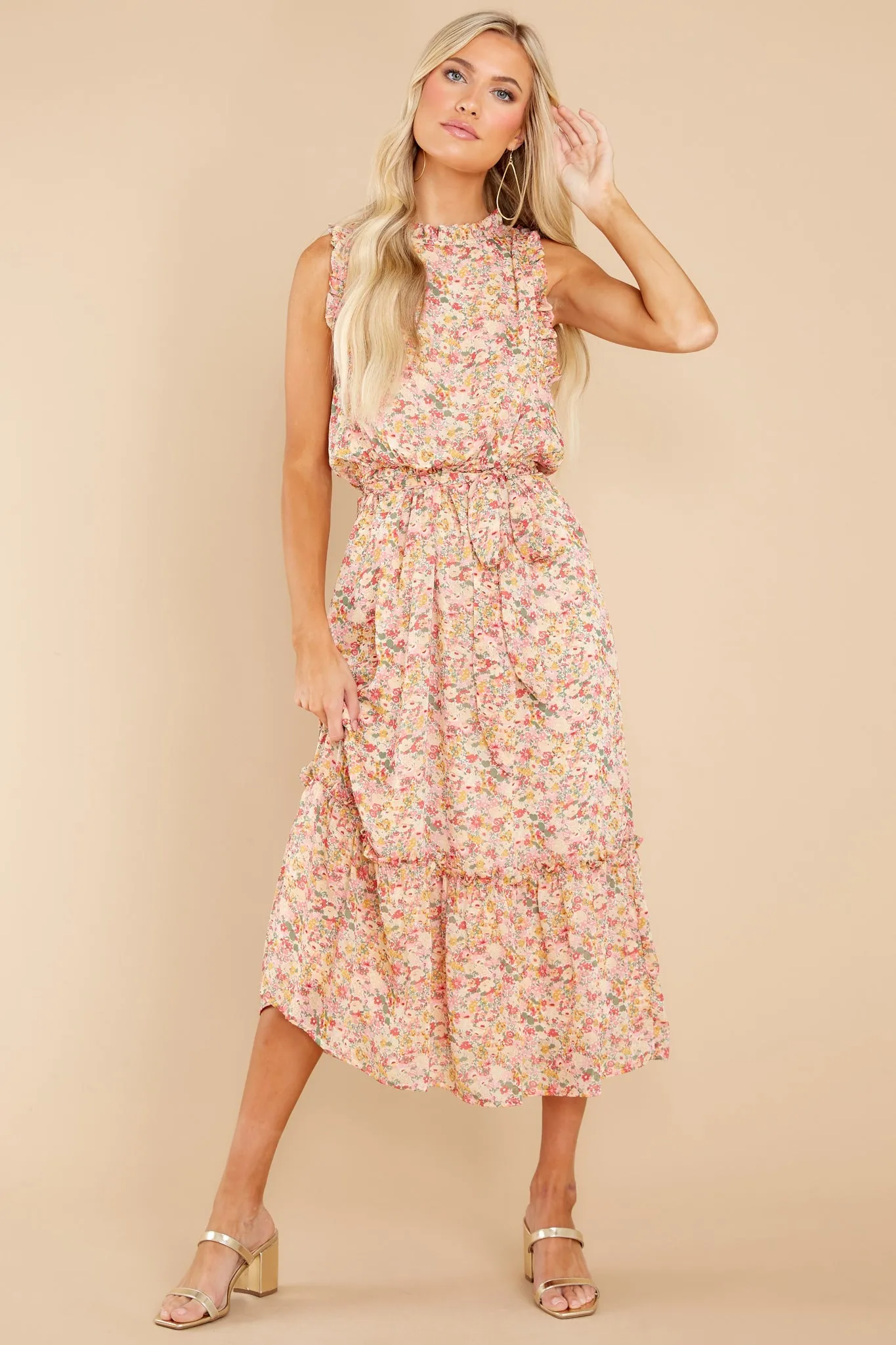 Chasing Wildflowers Blush Floral Print Midi Dress