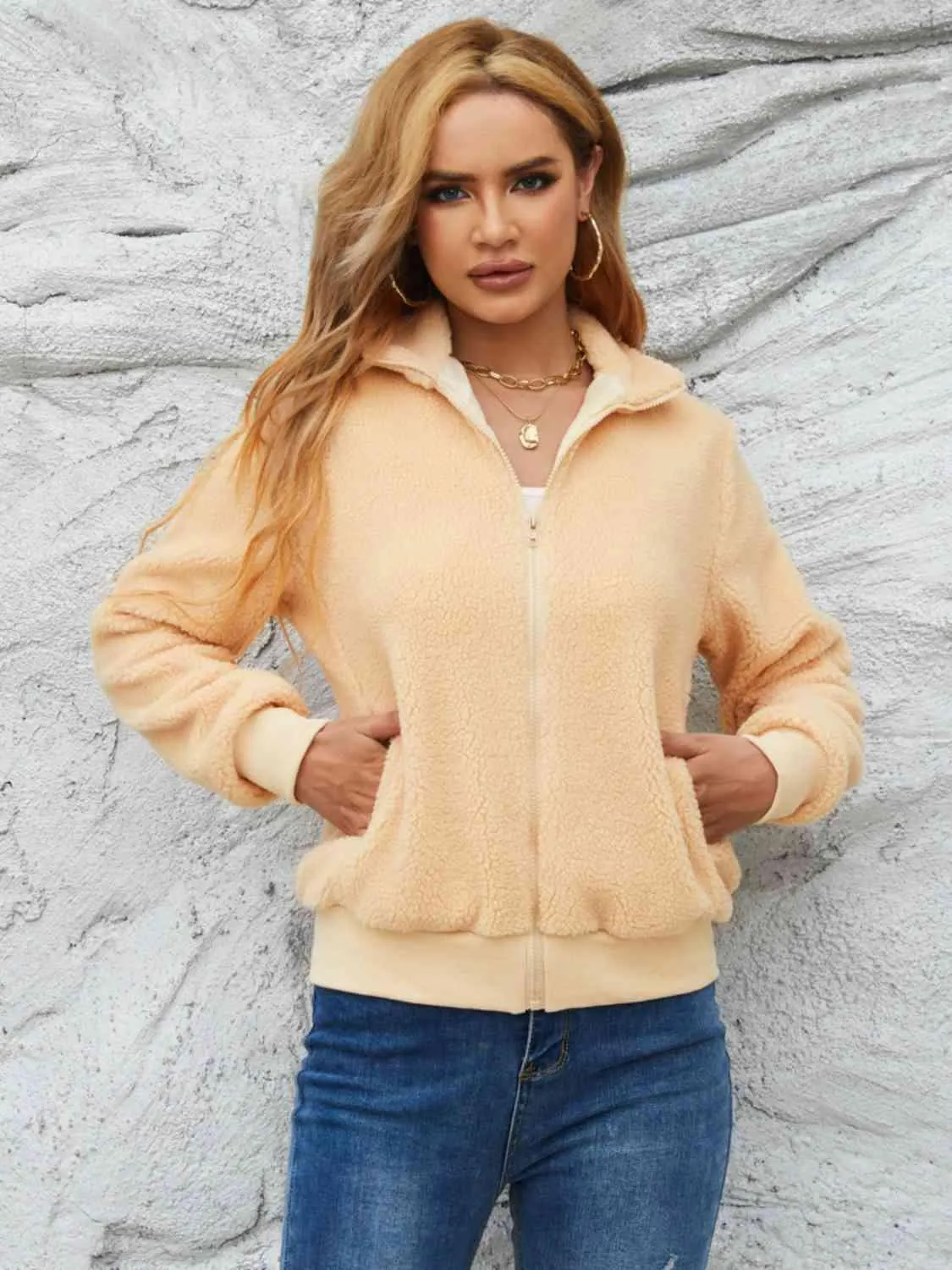 Chic Cozy Mock Neck Zip-Up Sweater Jacket