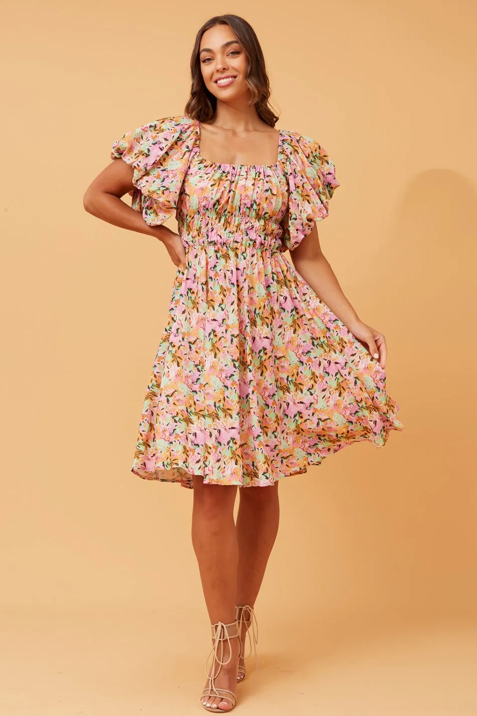 COLLEEN PUFF SLEEVE FLORAL DRESS