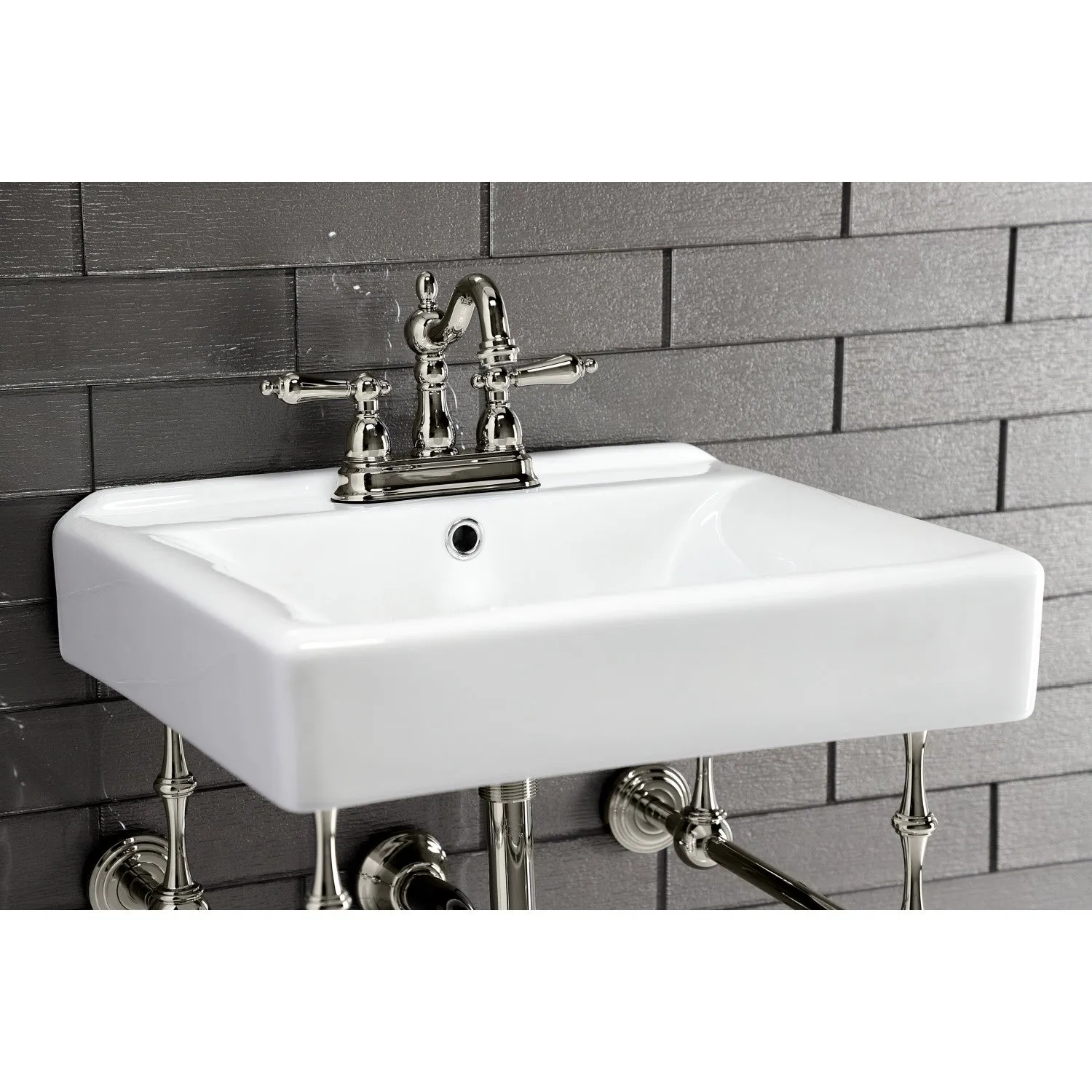 Concord EV2018W34 20-Inch Console Sink Basin (4-Inch, 3-Hole), White