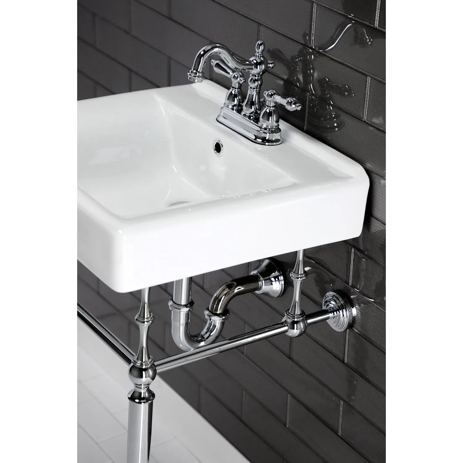 Concord EV2018W34 20-Inch Console Sink Basin (4-Inch, 3-Hole), White