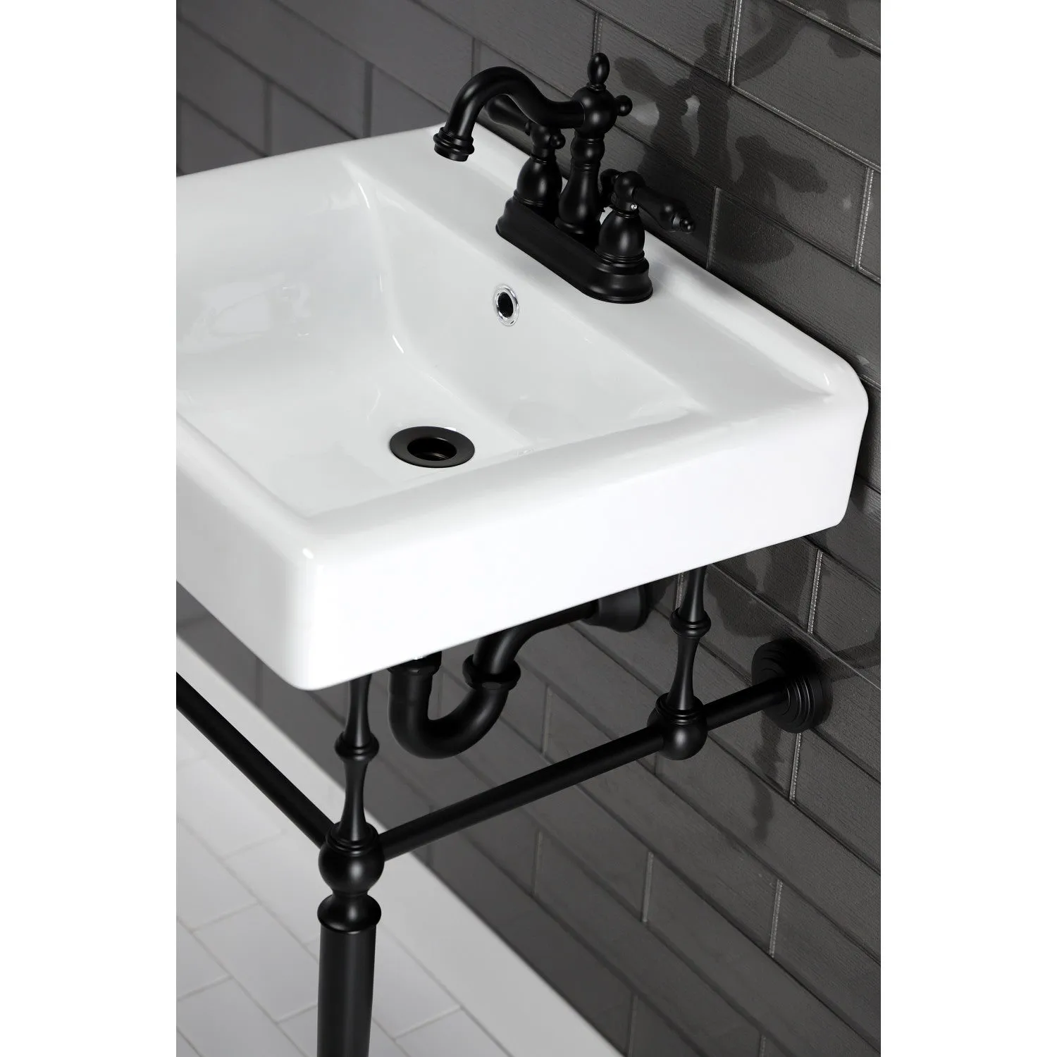 Concord EV2018W34 20-Inch Console Sink Basin (4-Inch, 3-Hole), White