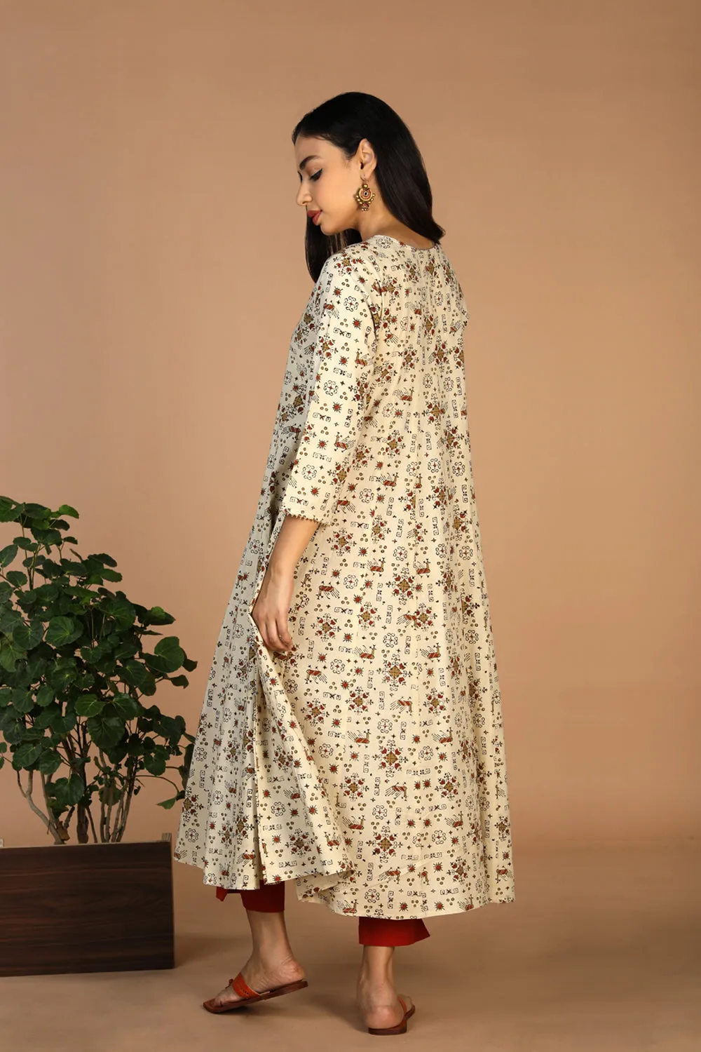 cotton ajrakh anarkali