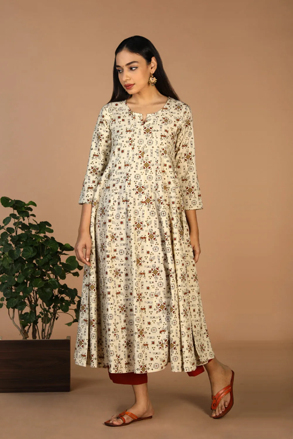 cotton ajrakh anarkali