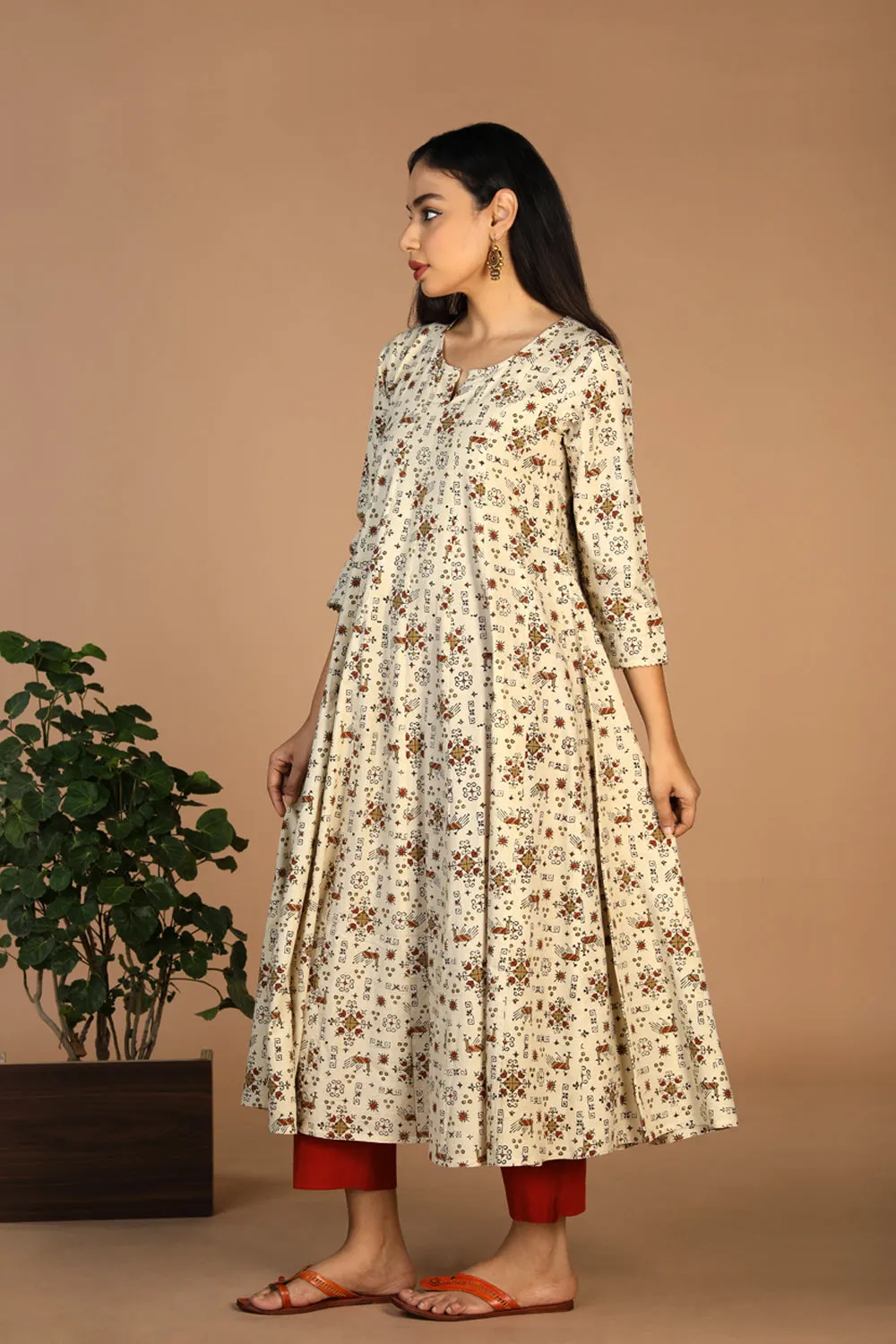 cotton ajrakh anarkali