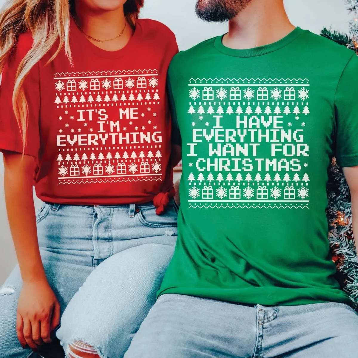 Couple It's Me....I'm Everything Ugly Sweater Wholesale Bella Graphic Tee - Fast Shipping