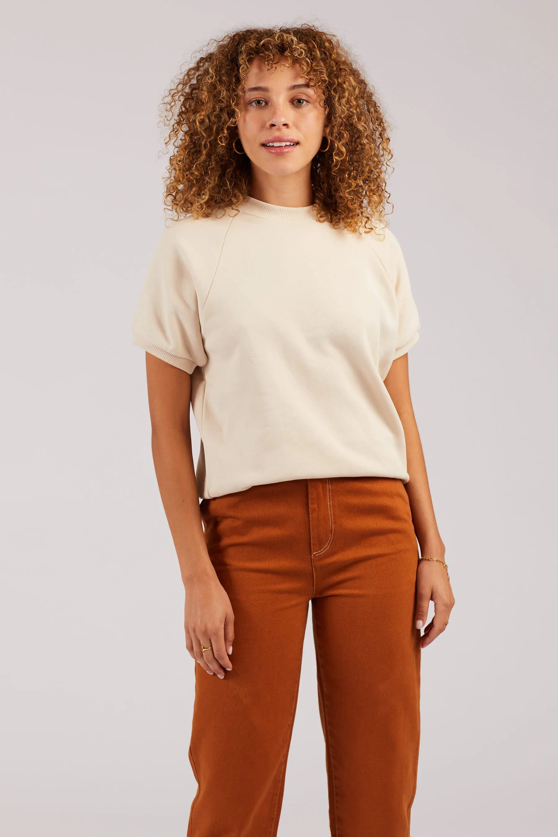 Cream Short Sleeve Sweatshirt