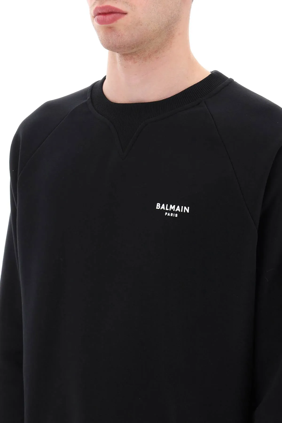 crew-neck sweatshirt with flocked logo