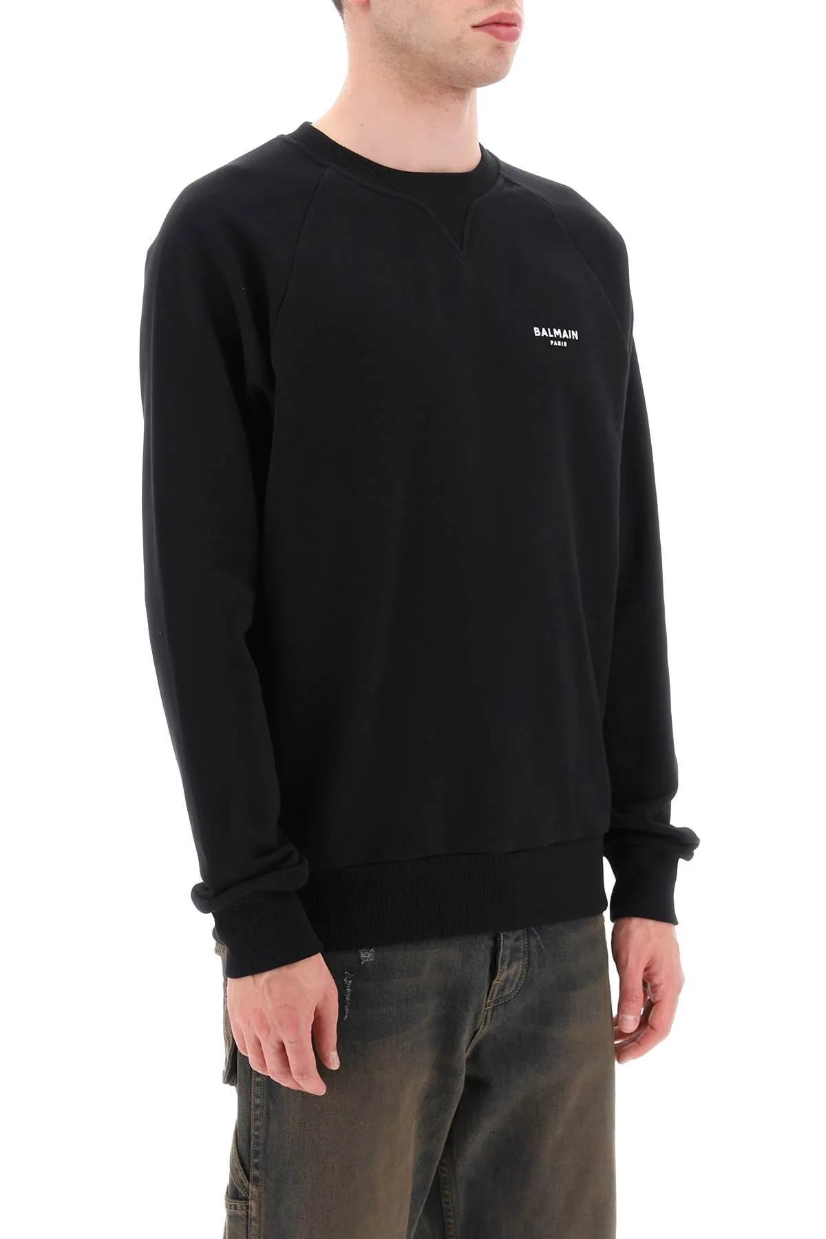 crew-neck sweatshirt with flocked logo