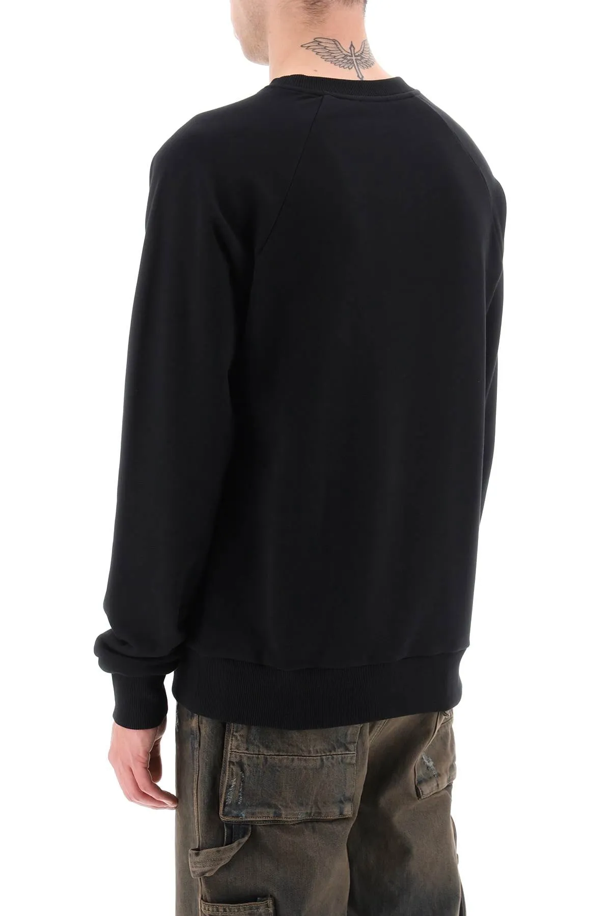 crew-neck sweatshirt with flocked logo