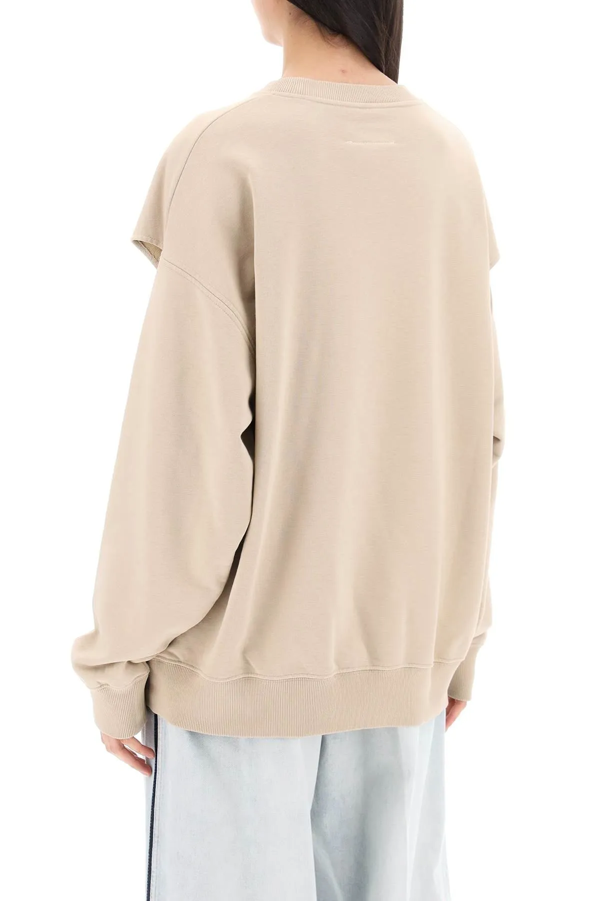 crewneck sweatshirt with side cut