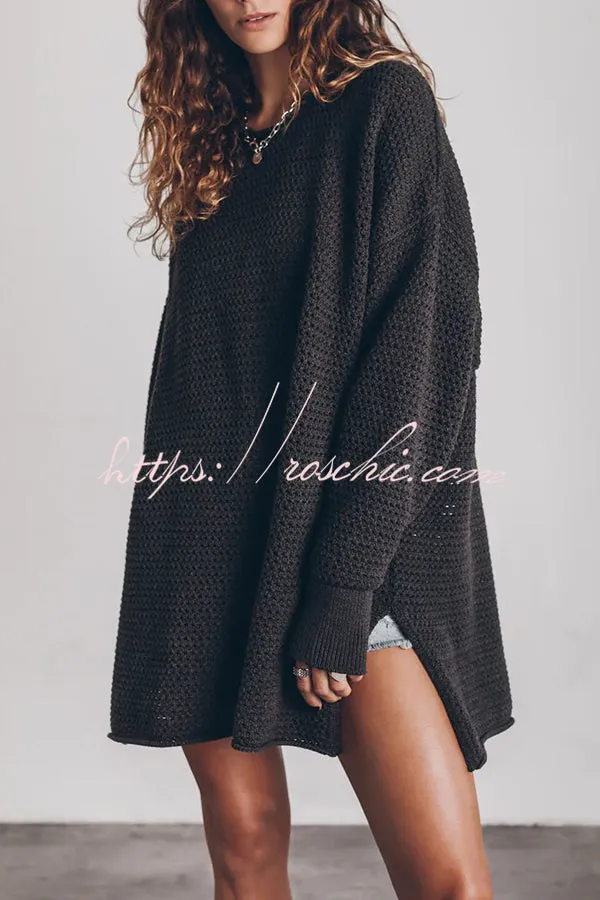 Cup of Cozy Knit Oversized Slit Side Sweater