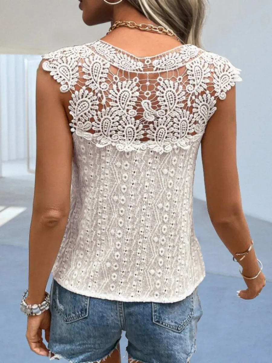 Detailed Lace Tops For Women with Short Sleeves