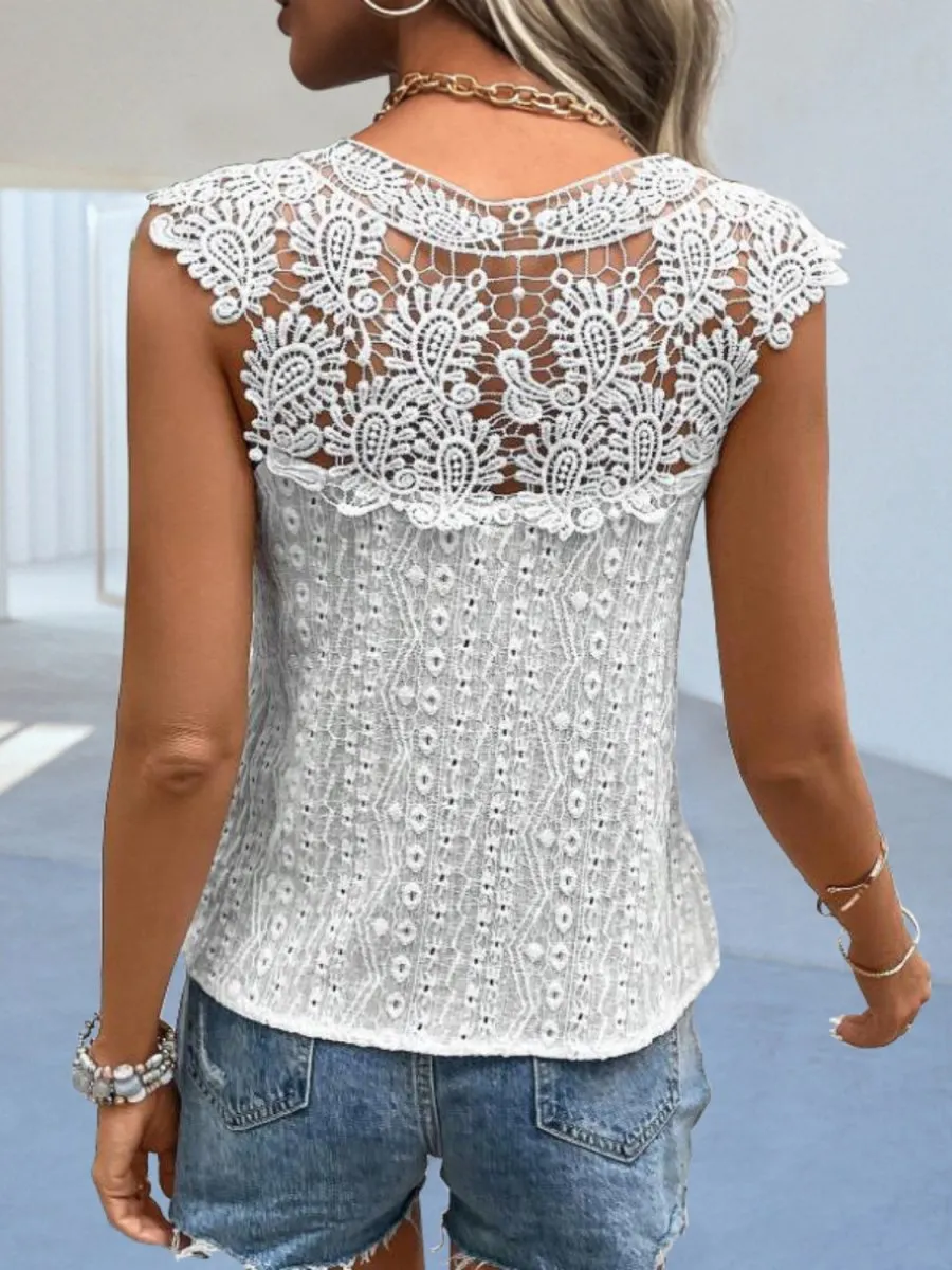 Detailed Lace Tops For Women with Short Sleeves