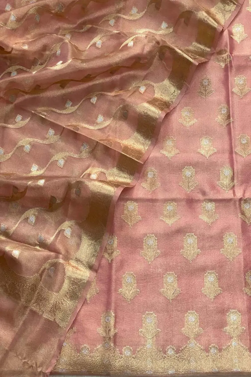 Elegant Pink Banarasi Tissue Silk Suit Set