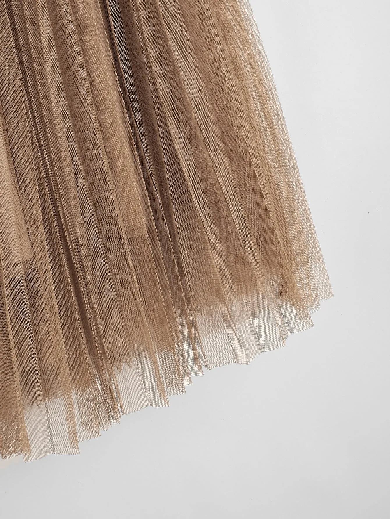 Elegant Plain Pleated Natural Long Women Skirt