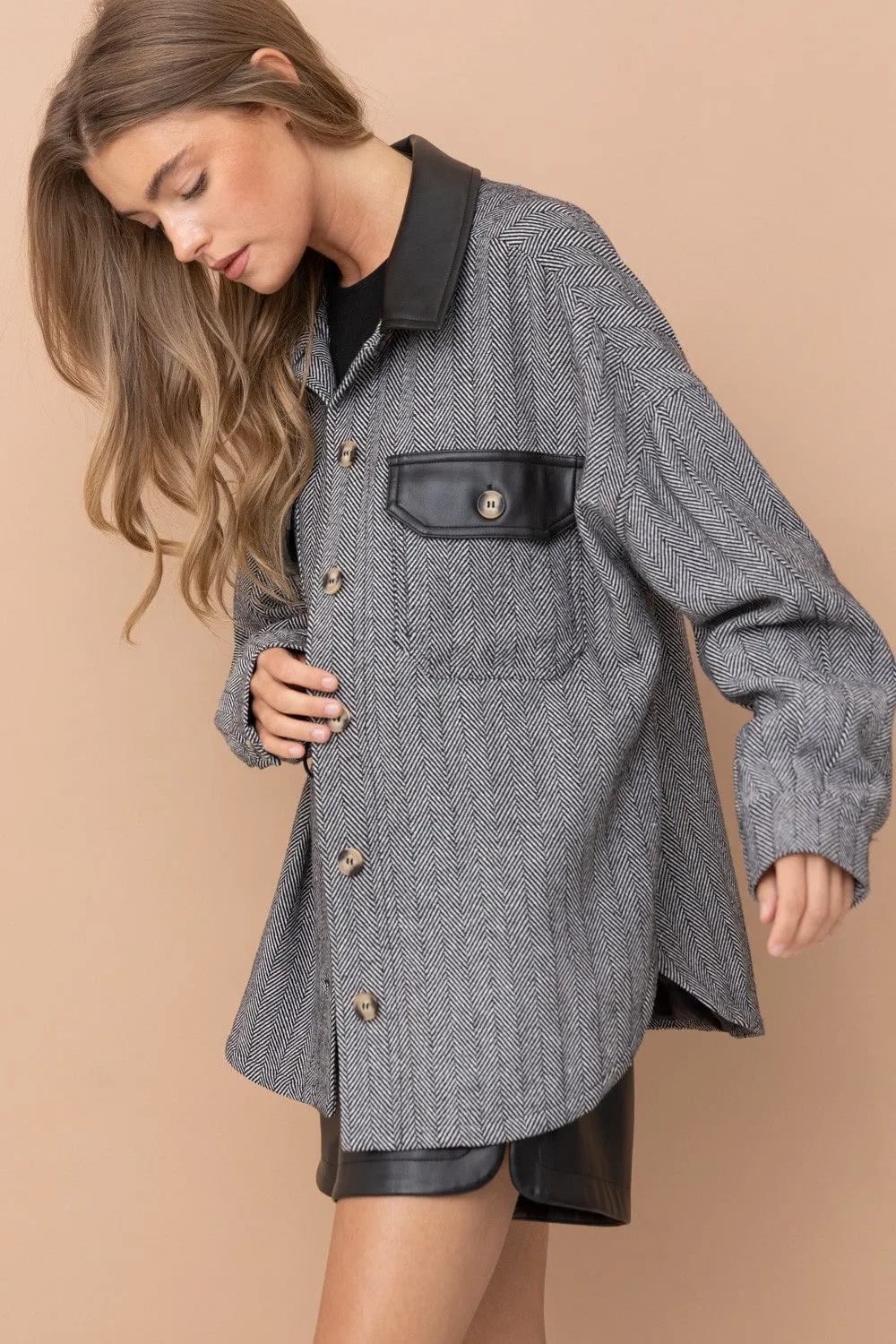 Ellie Oversized Herringbone Jacket