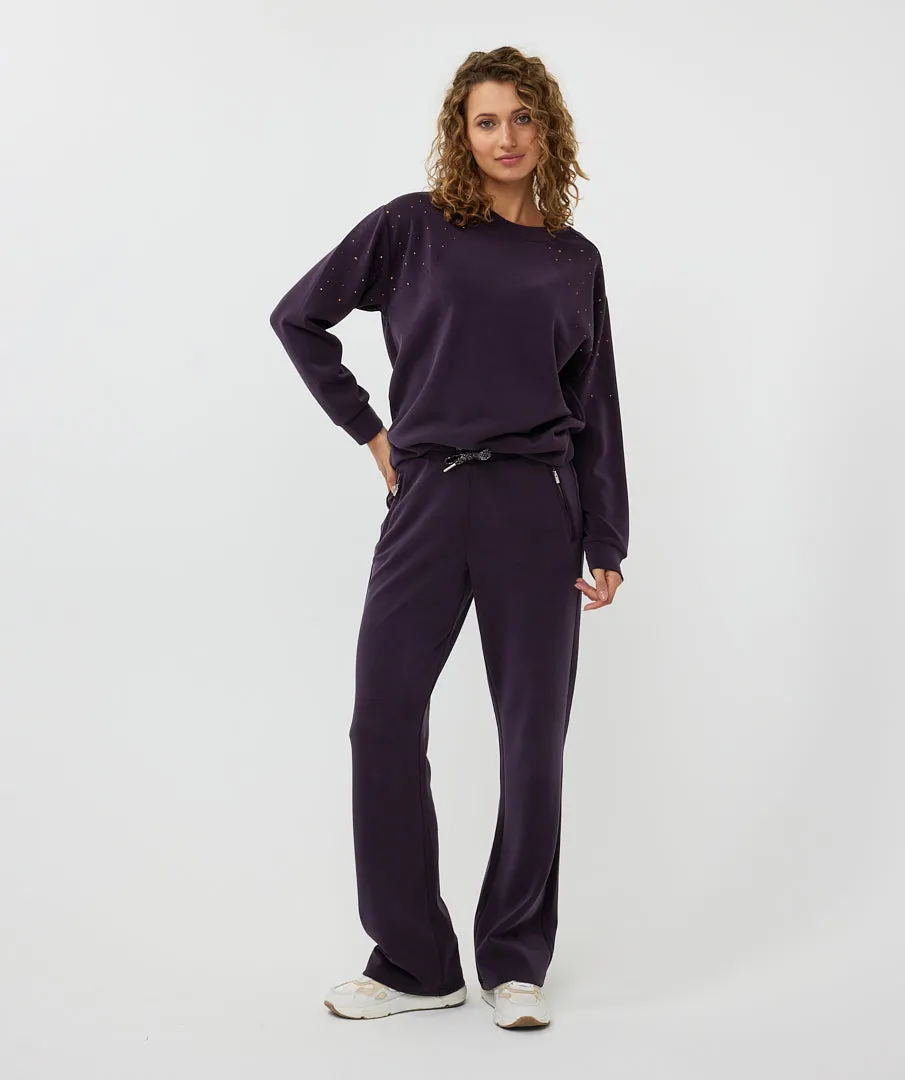 Esqualo Satin Pocket Modal Trousers | Dark Purple