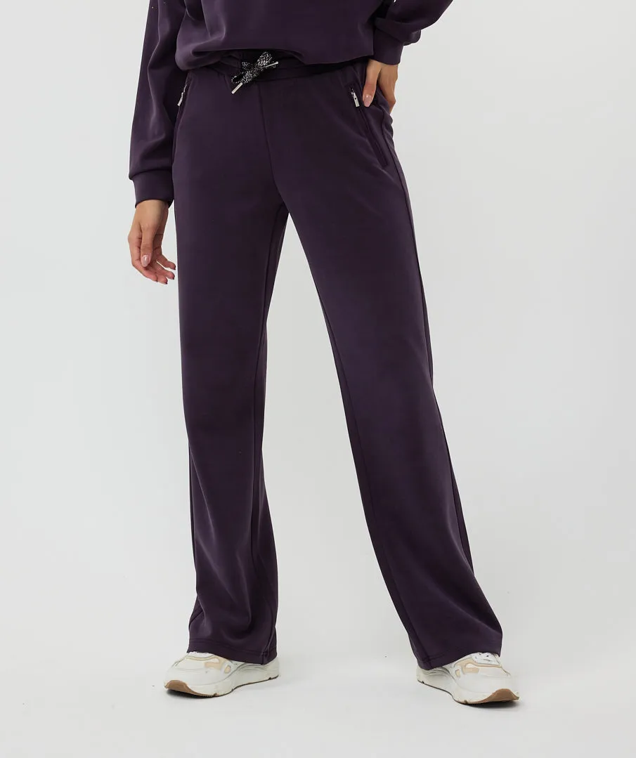 Esqualo Satin Pocket Modal Trousers | Dark Purple