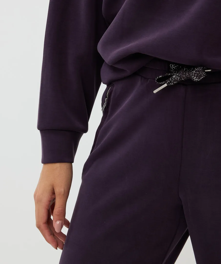 Esqualo Satin Pocket Modal Trousers | Dark Purple