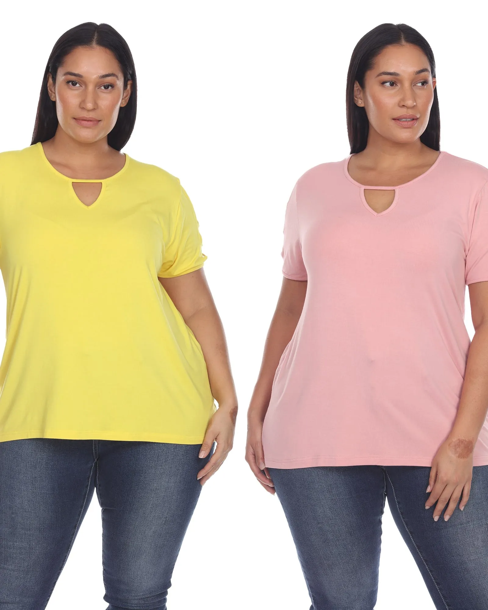 Essential 2 Pack Light Keyhole Neck Top | Yellow Rose