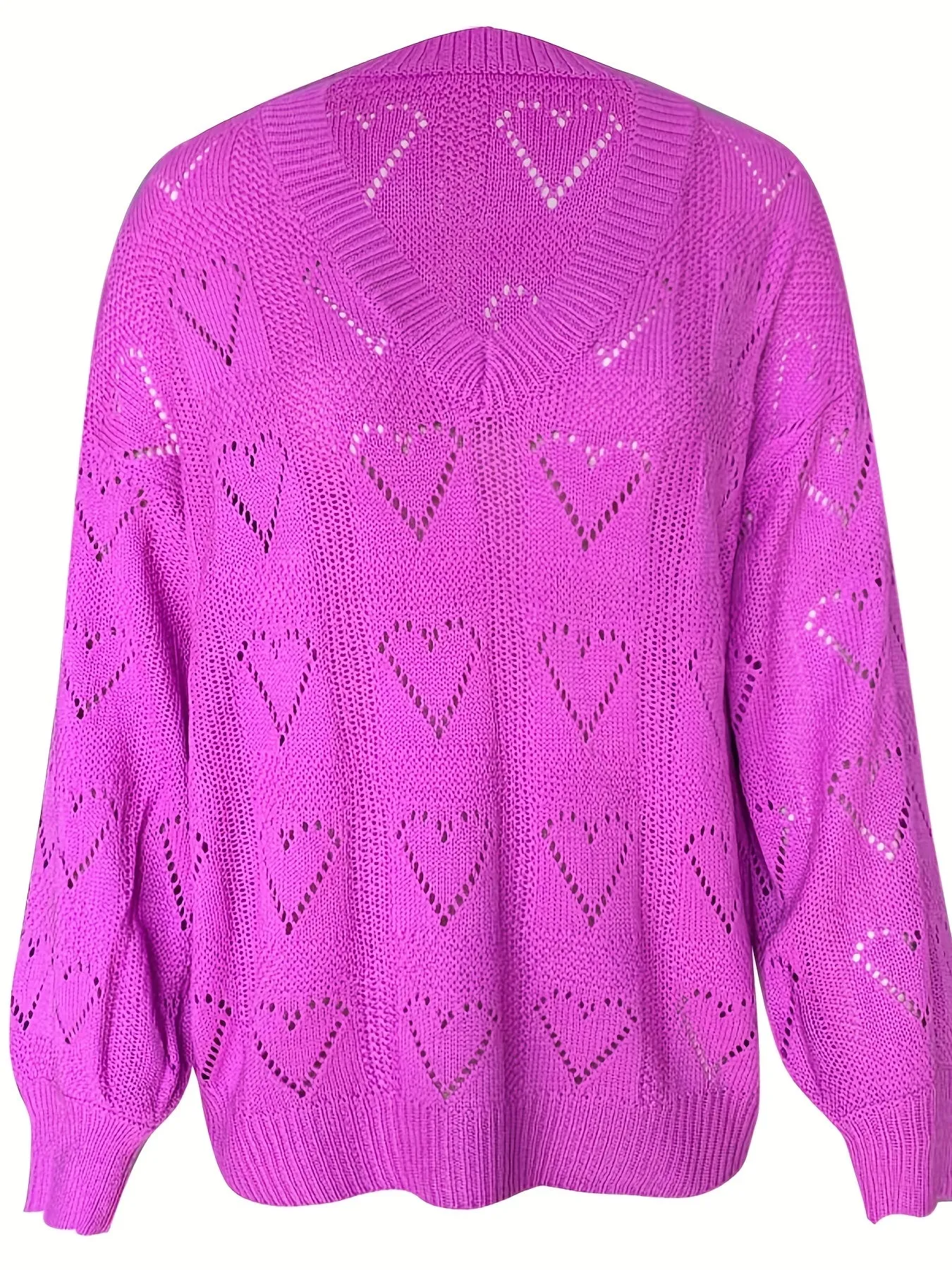 Fashion Heart Design Cut Out V Neck Sweater