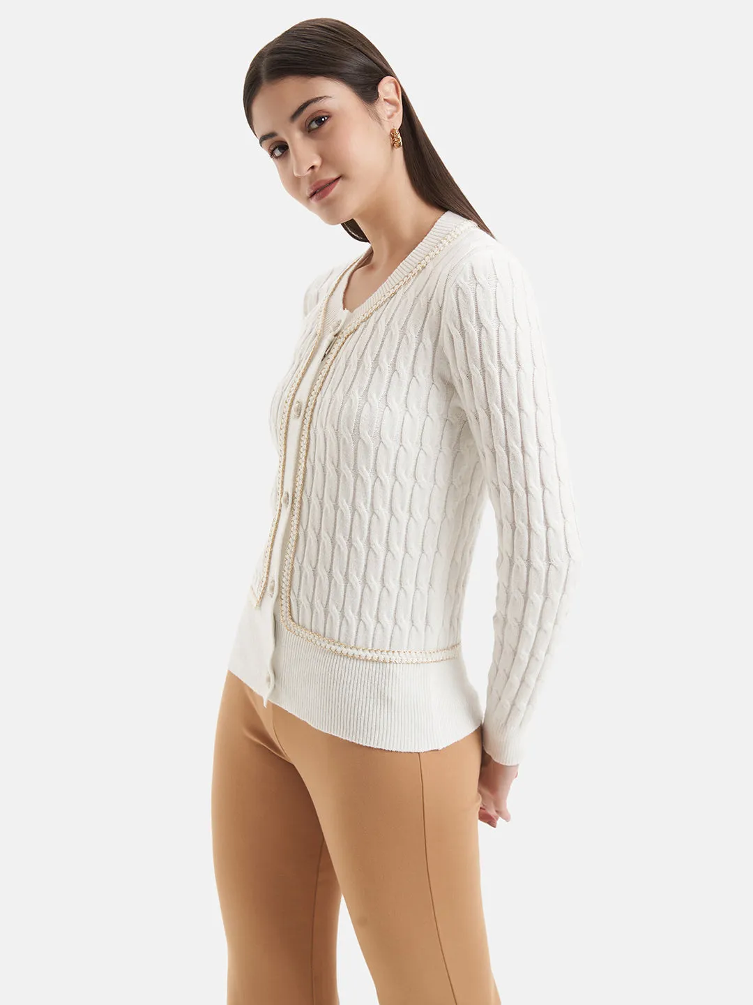 Front Open Pullover With Chain Detail