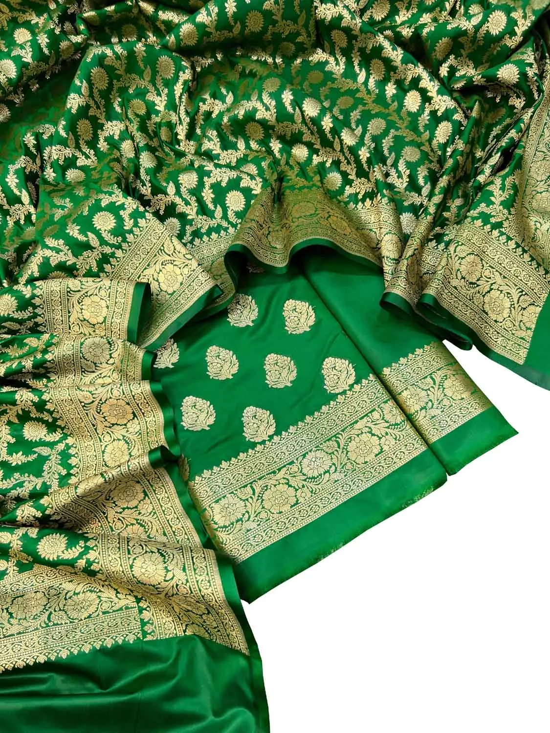 Green Banarasi Silk Suit Set - Elegant and Timeless