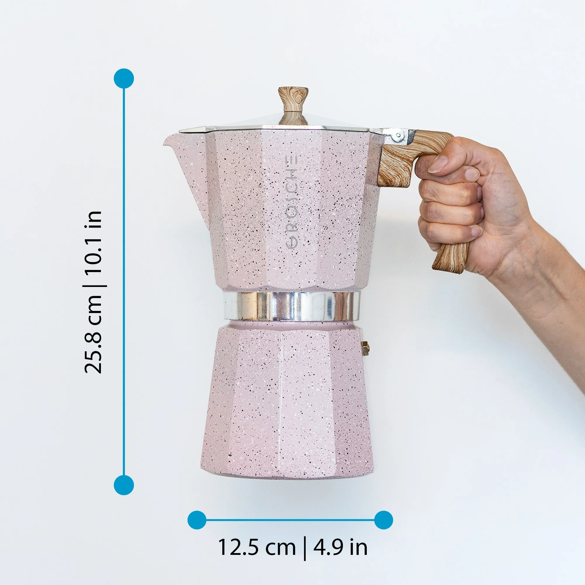 GROSCHE MILANO STONE Stovetop Espresso Maker, Blush Pink, Available in 4 sizes - Pack of 4