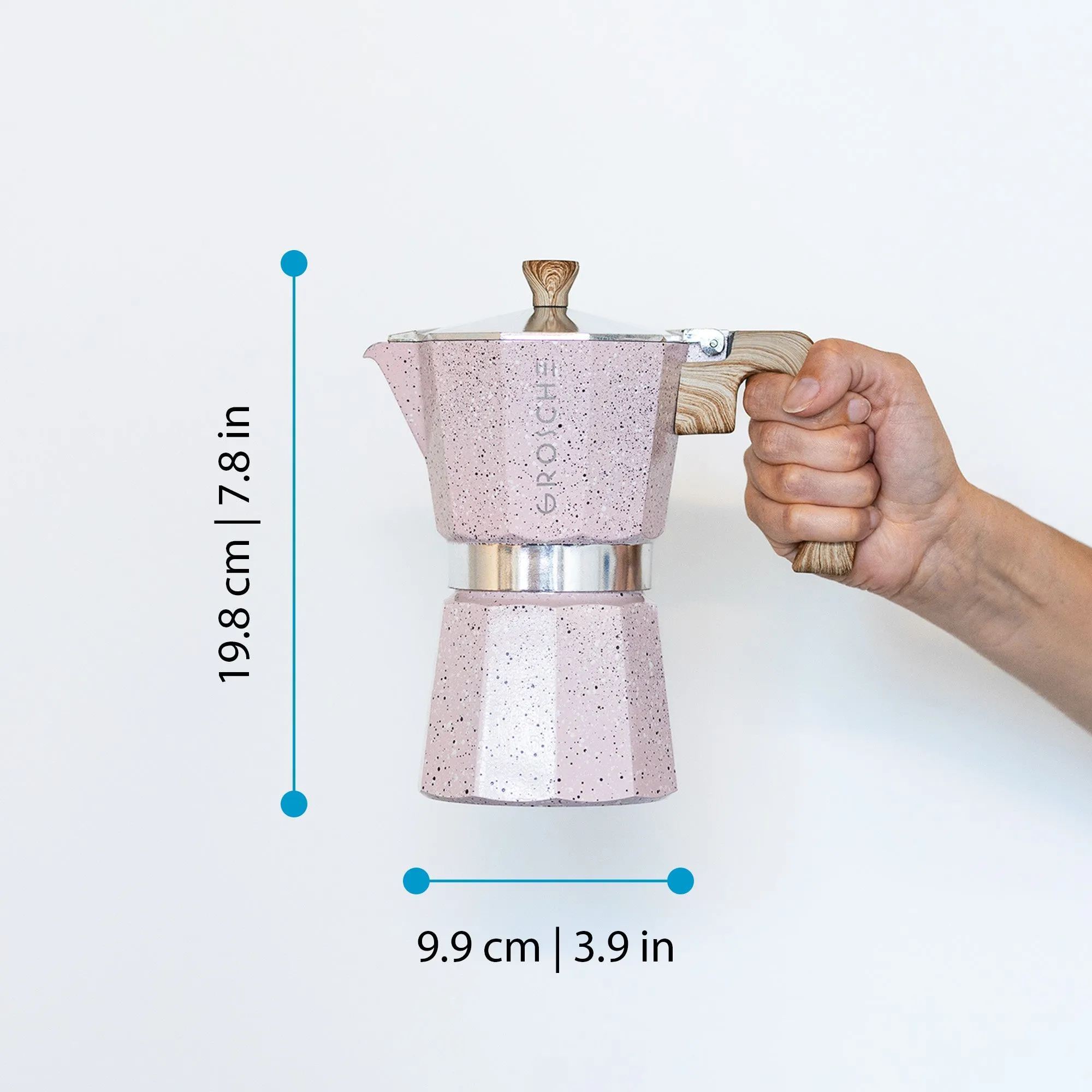 GROSCHE MILANO STONE Stovetop Espresso Maker, Blush Pink, Available in 4 sizes - Pack of 4