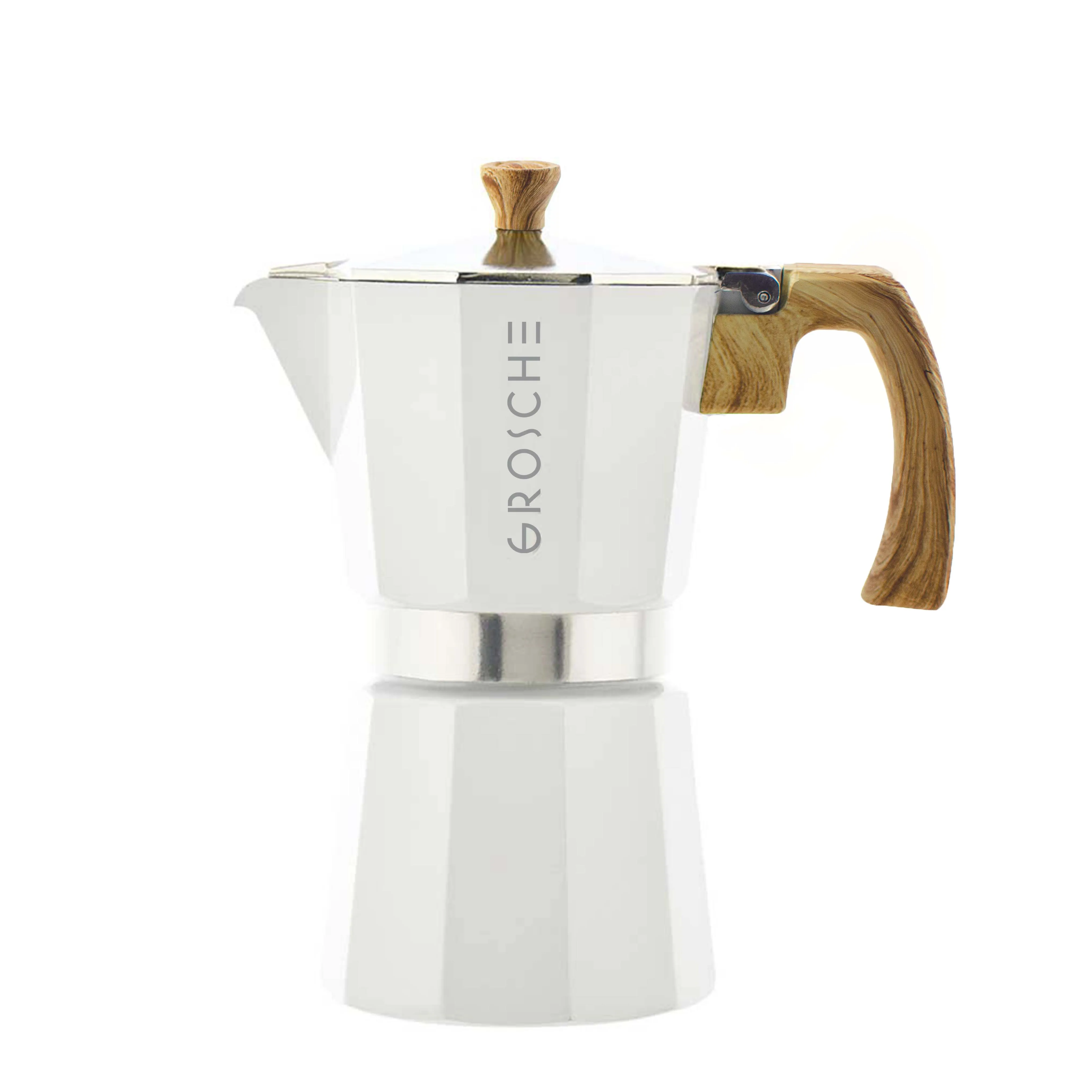 GROSCHE MILANO Stovetop Espresso Maker, White, Available in Multiple Sizes - Pack of 4