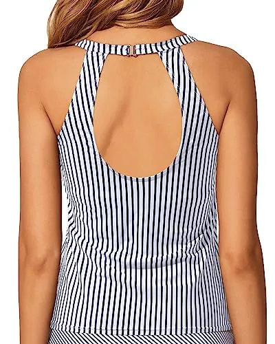 High Neck Tankini Tops Key Hole Swim Tops