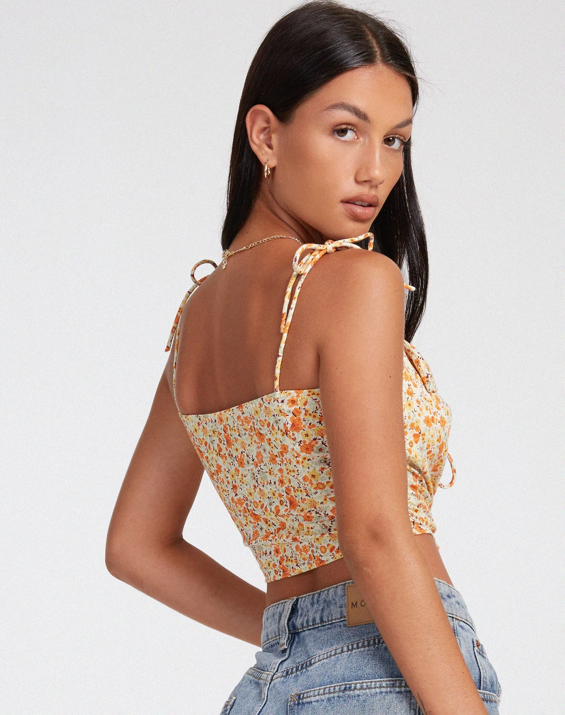 Kali Cami Top in Ditsy Tangerine