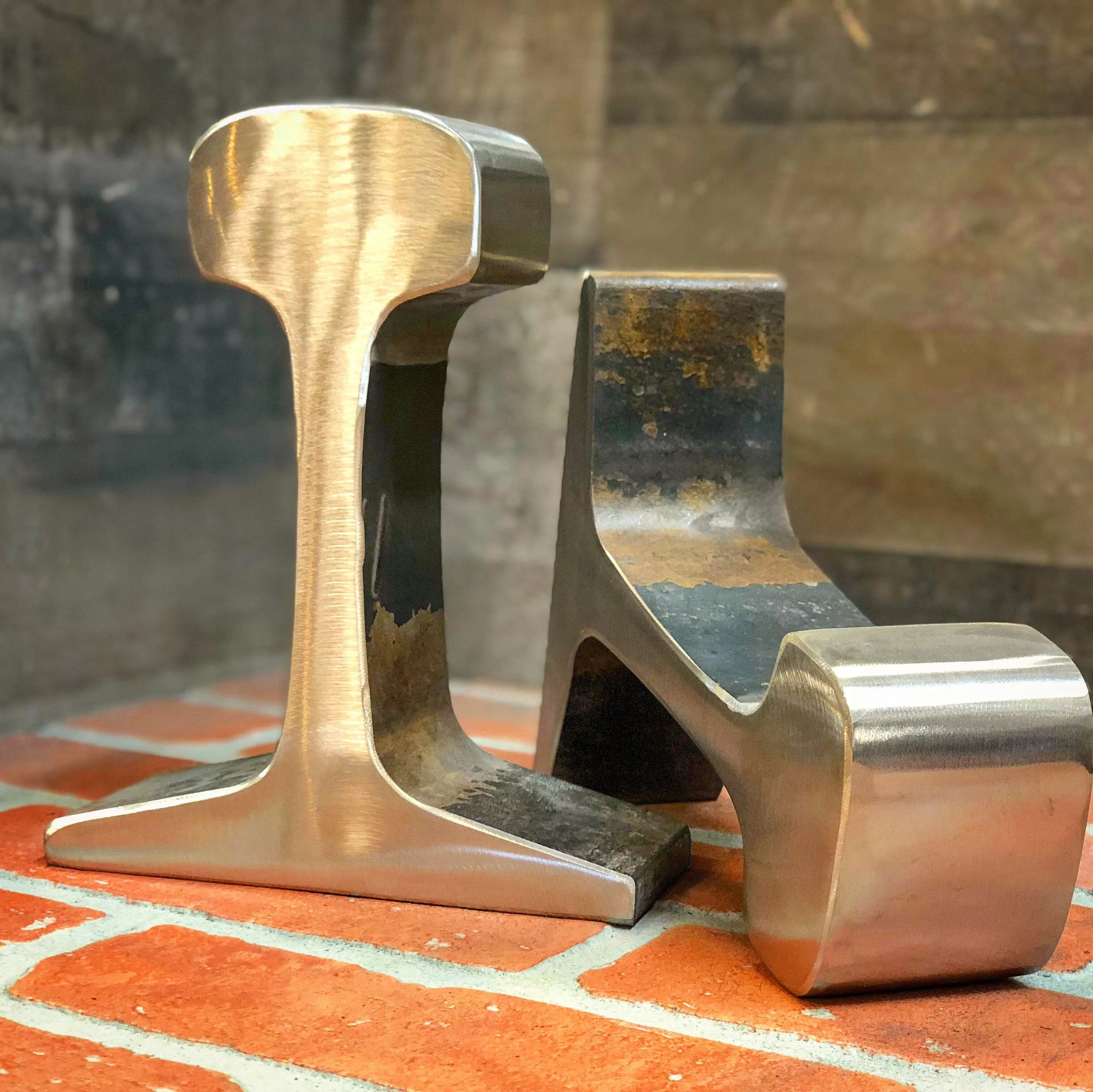 Large Polished Railroad Track Bookends