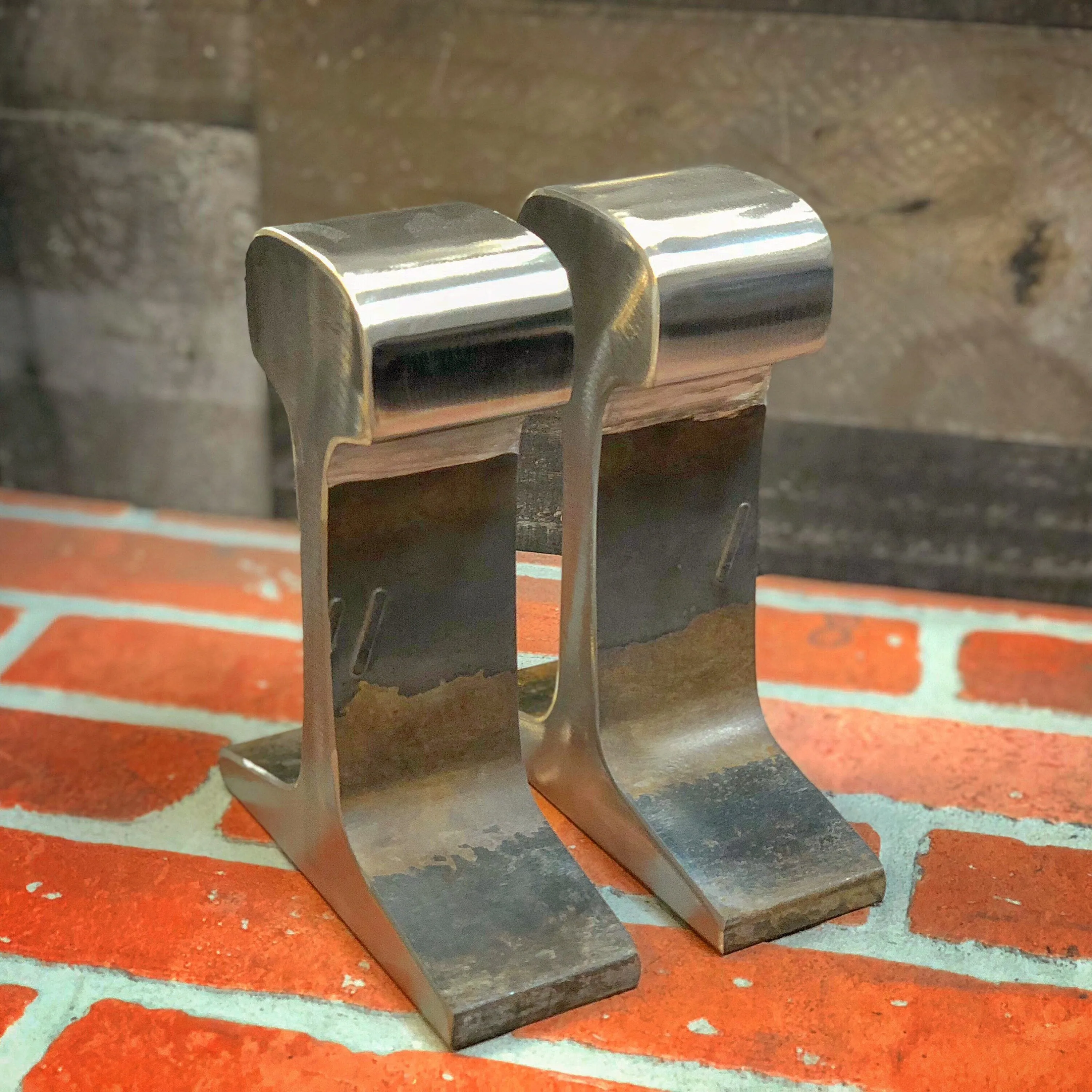 Large Polished Railroad Track Bookends