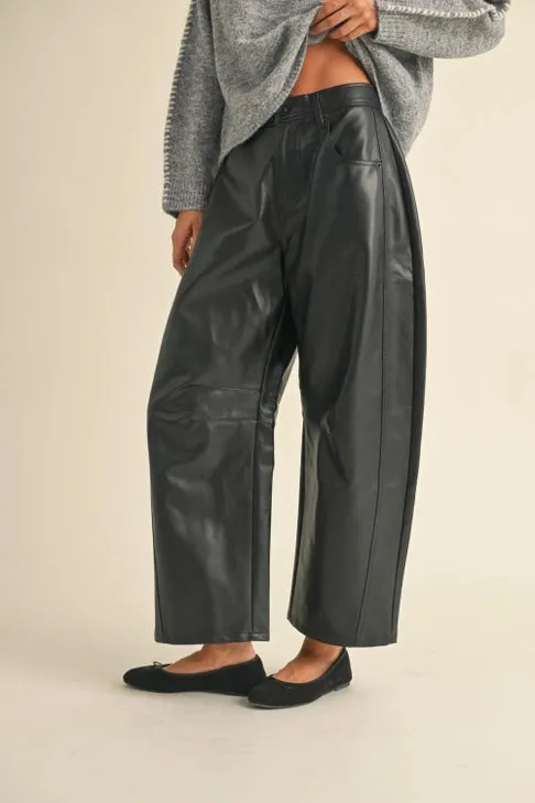 Leather Barrel Pants