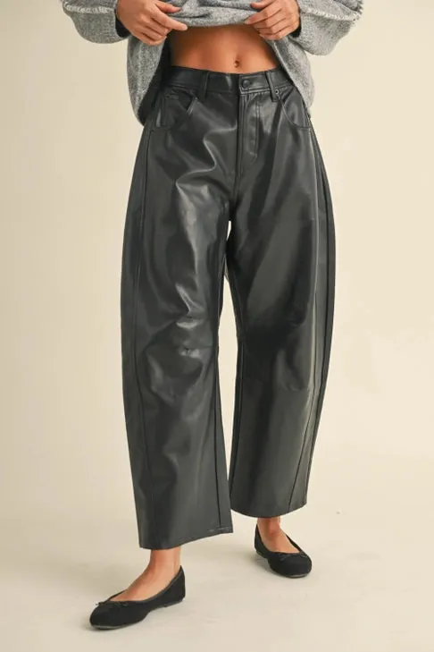 Leather Barrel Pants