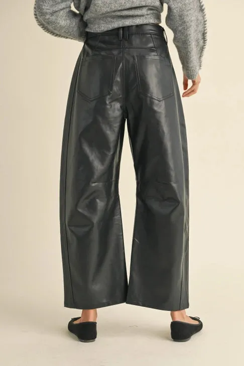 Leather Barrel Pants