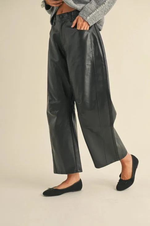 Leather Barrel Pants